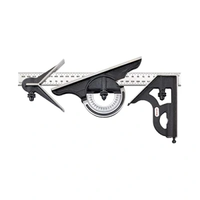 Image of Starrett Cast Iron Square Centre and Reversible Protractor Heads with Regular Blade Combination Set 300mm