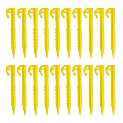 Image of 20 Pcs Spirals Plastic Tent Stakes Heavy Duty Beach Peg Canopy Outdoor Ground Anchors Durable For Tents