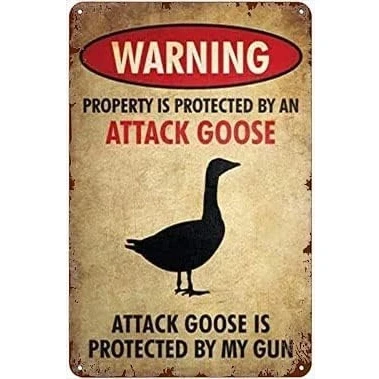 Image of SitrMGH Beware Of Goose Retro Metal Tin Sign Wall Decor Vintage for Home Kitchen Cafe Bar Restaurant 8x12 inch