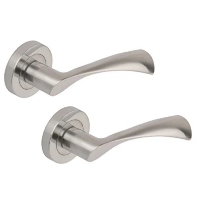 Image of Excel Passage Door Handles on Round Rose, Satin Chrome