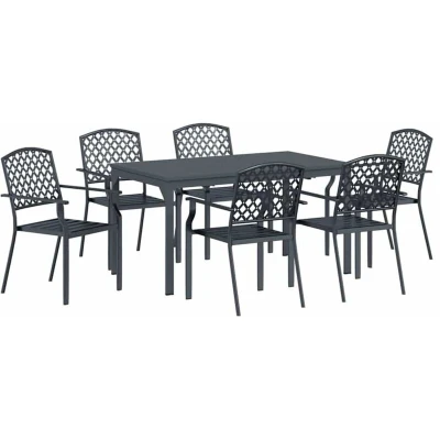Image of vidaXL 7 Piece Garden Dining Set Anthracite Steel