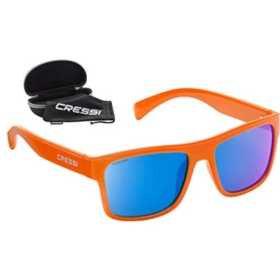 Image of Cressi Unisex&#039;s Spike Premium Sport Sunglasses, Orange/Lens Mirrored Blue, One Size XDB100552