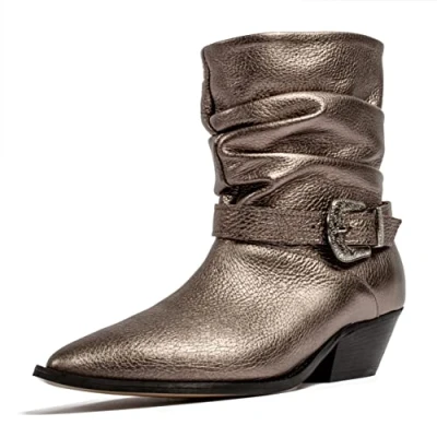 Image of L37 HANDMADE SHOES Women&#039;s Love is A Stranger Western Boot, Gold, 3.5 UK
