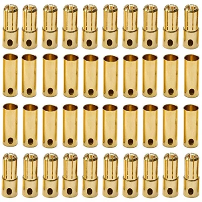 Image of LinsyRC 20 Pairs Gold plated 6.5MM Banana Plug Bullet Male Female Connector for RC Lipo Battery ESC Motors (6.5MM)