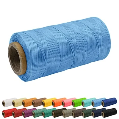 Image of Uiopa 1mm Waxed Thread, 260m 150D Flat Leather Sewing Hand Stitching Thread Cord for Craft, Bookbinding, Shoes Repairing, Sky Blue