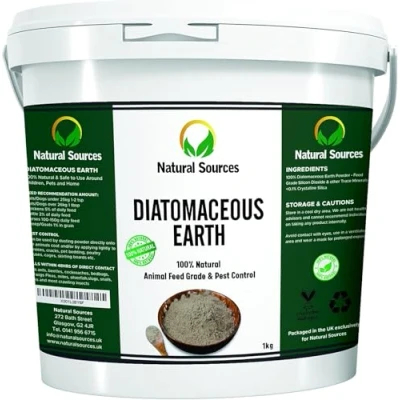 Image of Diatomaceous Earth Pest Control Grade 1kg by Natural Sources UK Free Ebook Included Powder for Chickens, Pets, Carpets, Home