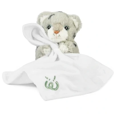 Image of Living Nature Baby Snow Leopard Stuffed Animal Plush Toy Includes Blanket Fluffy And Cuddly Safari Soft Gift for Newborns Babies Naturli Eco Friendly, White