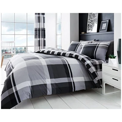 Image of GC GAVENO CAVAILIA Double Bedding Duvet Cover Set (200x200 cm) Polycotton Breathable Comforter Grey