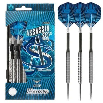 Image of Harrows Assassin Tungsten Pro Darts Steel Set with Carry Case 1840 g, All Weights Includes Alamo Shafts, 100 Micron Prime Flights, and Travel 20g