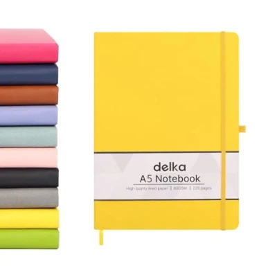 Image of delka A5 Notebook, Notebook Note Book Pad Journal Notepad, for Office School Home Business Writing &amp; Taking (YELLOW)