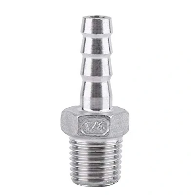 Image of SS304 Male Thread Pipe Fitting Barb Hose Tail Connector Stainless Steel BSP(1/4 * 8mm)