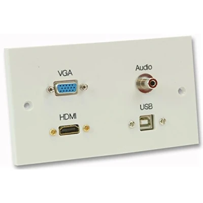 Image of PRO SIGNAL PELR0093 2 Gang AV Wallplate with 1x HDMI, VGA, 3.5mm Stereo Jack &amp; USB B Female Connectors