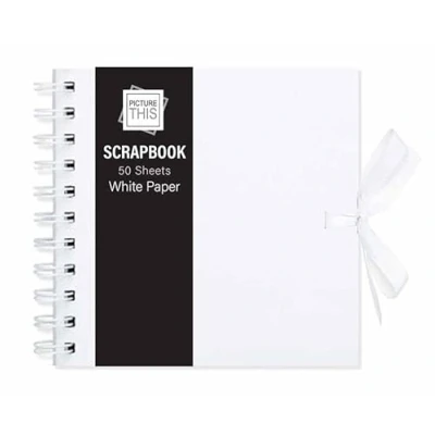 Image of MantraRaj Small Scrapbook 50 White Paper Scrap Book DIY Scrapbooking Instax Mini Photo Journal Album Perfect for Wedding, Anniversary, Birthday, Travel, Friends, Baby, Gift (Small, White)