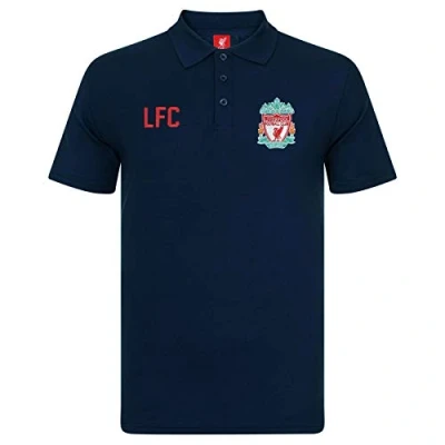 Image of Liverpool FC Official Football Gift Boys Crest Polo Shirt Navy 6 7 Years SB