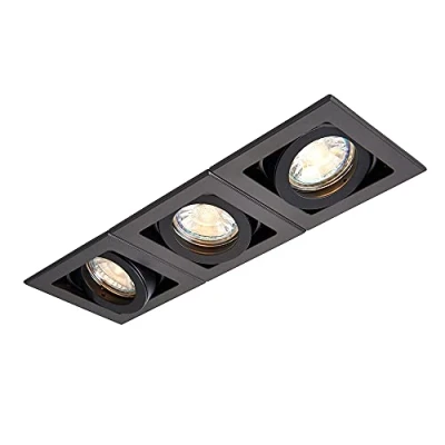 Image of Saxby 94797 Xeno Matt Black Indoor Triple Light Fitting GU10 Recessed Boxed Adjustable Downlight
