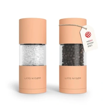 Image of LARS NYSØM Salt and Pepper Grinder Set I Mills with Adjustable Ceramic 2 Pieces Manual Design Spice (Creamy Peach)