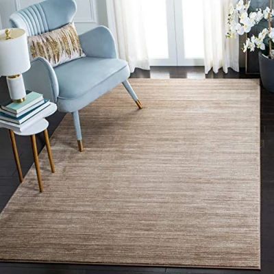 Image of SAFAVIEH Glam Solid Color Rug for Living Room, Dining Bedroom Vision Collection, Short Pile, in Light Brown, 155 X 229 cm