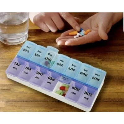 Image of Weekly Daily Pill Box Organiser Tablet Medicine Storage Dispenser 7 Day Night UK