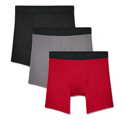 Image of Fruit of the Loom Men&#039;s Breathable Boxer Briefs, Moisture Wicking Underwear, Color Multipacks, Regular Leg Micro Mesh 3 Pack Assorted, S (Pack 3)