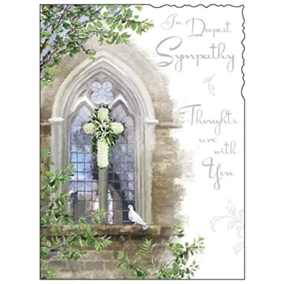 Image of Sympathy Card (JJ4437) Thoughts Are With You Church Silver Embossed
