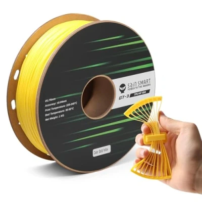 Image of SainSmart TPU Filament 1.75mm, GT 3 Flexible 3D Printer for High Speed Printing 500mm/s, UV Resistant, Yellow, 2.2 LBS (1KG) Spool, Dimensional Accuracy +/ 0.04mm