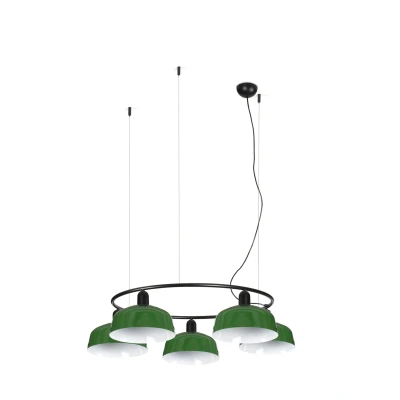Image of Tatawin Medium Pendant Ceiling Light Black, Gloss Green 5x E27