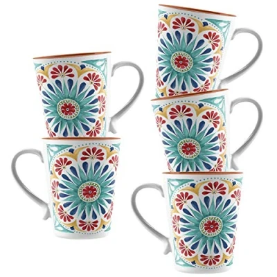 Image of Auntie Morags Purely Home Rio Medallion Melamine/Plastic Outdoor/Camping/BBQ Mugs (Rio Medallion, 5)