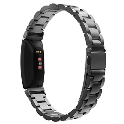 Image of MoKo Strap Compatible with Fitbit Inspire/Inspire HR/Inspire 2, Metal Stainless Steel Band Replacement Bracelet Wristband Watch Lugs Black