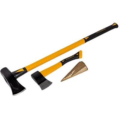 Image of Roughneck ROU65501 Wood Cutting &amp; Splitting Set 3 Piece Including: maul (2.7kg), Axe (0.6kg) Grenade® wedge