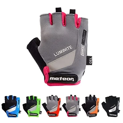 Image of meteor Cycling Gloves Gym Antislip Grip Adjustable Bike Racing Bicycle Bmx Mtb Weight Lifting Fitness Light Silicone Pad Accessories Riding Men Women Kids Children