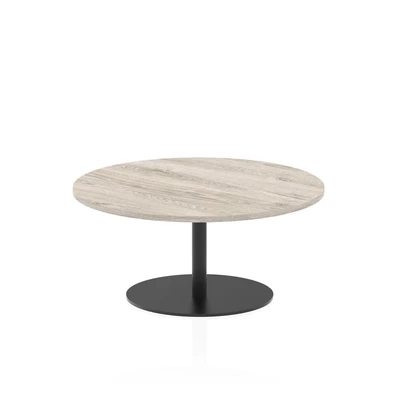 Image of Italia 1000mm Round Coffee Table Grey Oak Top 475mm High Black Leg