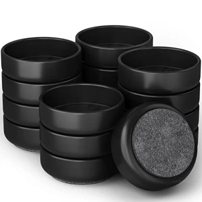 Image of Medipaq Premium Felt Castor Cups for Wooden Floors &amp; Smooth Surfaces 16x Large 60mm diameter Black Chair Leg Floor Protectors Castors Furniture