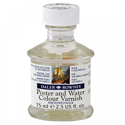 Image of Daler Rowney Aquafine Watercolour Medium, Glass Jar with Child Lock Cap, 2.54oz 75 ml, Poster and Varnish