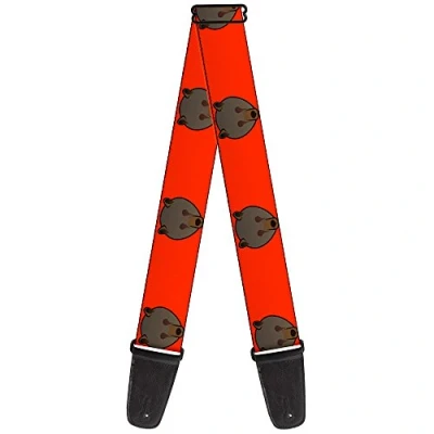 Image of Buckle Down Guitar Strap Brown Bear Repeat Orange 2 Inches Wide