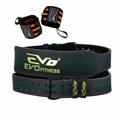 Image of EVO Fitness 4&quot; Pure Leather Gym Belts Weightlifting Straps Back Support Wraps Bodybuilding (Small)