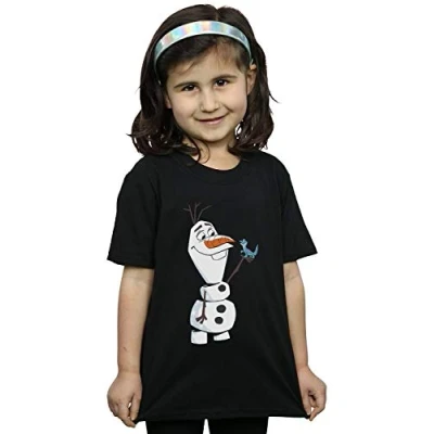 Image of Disney Girls Frozen 2 Olaf and Salamander T Shirt Black 12 13 Years