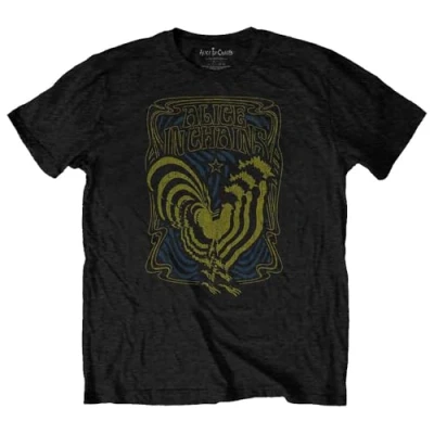 Image of Rock Off officially licensed products Alice in Chains Psychedelic Rooster T Shirt S Black