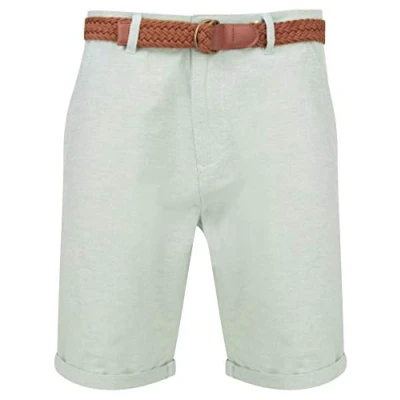 Image of Tokyo Laundry Men&#039;s Zavier Cotton Chino Shorts with Woven Belt in Green S