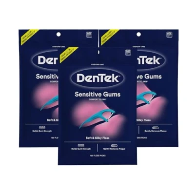 Image of DenTek Comfort Clean Floss Picks Silky 150 Count 3 Pack Packaging May Vary
