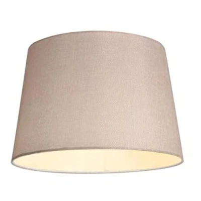 Image of 12 inch Textured Fabric Faux Linen Easy Fit Drum Shade Cream Pendant Lamp Ideal for Living Rooms, Hallways and Bedrooms