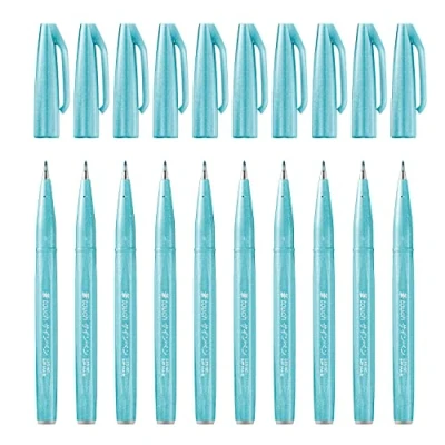 Image of Pentel Brush Sign Pen SES15C 12 Fibre Tip 10 azure blue