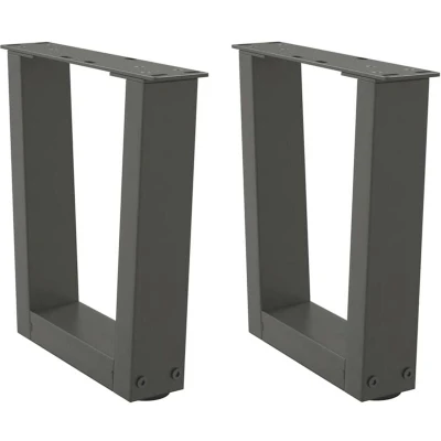 Image of vidaXL dining table legs v shape anthracite steel 40x(30 31.3) cm modern office/living/dining room adjustable sturdy leg set