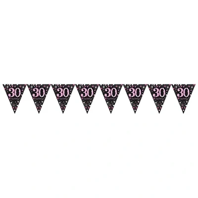 Image of (PKT) Adult Pink Celebration 30th Birthday Plastic Pennant Bunting