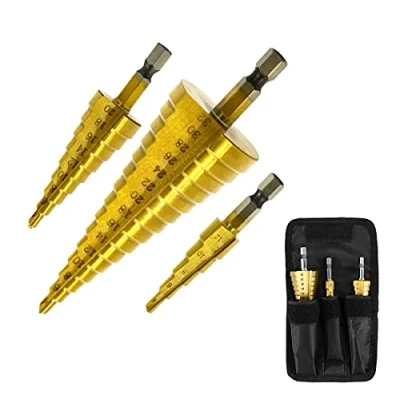 Image of Malayas 3Pcs HSS Step Cone Drill Titanium Coated Hole Cutter Bit Set 4 12 20 32mm Tools Accessories