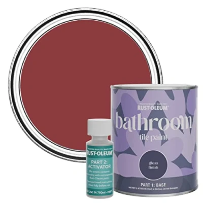 Image of Rust Oleum Red Water Resistant Bathroom Tile Paint in Gloss Finish Empire 750ml