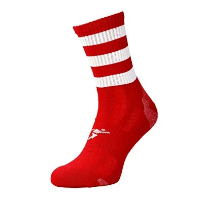Image of Precision Sports Socks Junior Mid Pro Hooped Red/White 3 6