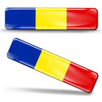 Image of Biomar Labs® 2 x 3D Domed Silicone Stickers Decals Romania National Romanian Flag Car Motorcycle Helmet F 18