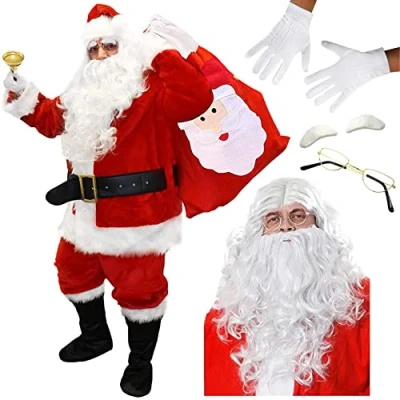 Image of I LOVE FANCY DRESS Professional Santa Costume 12 Piece Super Deluxe Father Christmas with Accessories Santa&#039;s Grotto (XX Large)