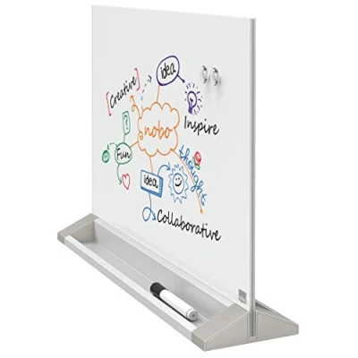 Image of Nobo Glass Dry Wipe Desktop Magnetic Whiteboard , 57.4 x 43.2 14 cm, Brilliant White, 1905265