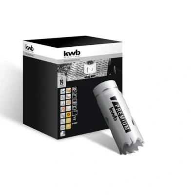 Image of kwb HSS bi metal hole saw Ø 19mm, 8% cobalt alloy with progressive vario toothing and high precision for versatile use